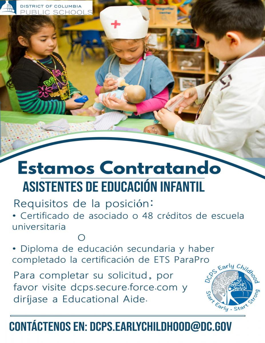 DCPS ECE Educational Aide Flyer 19 20 (Spanish Version)-1