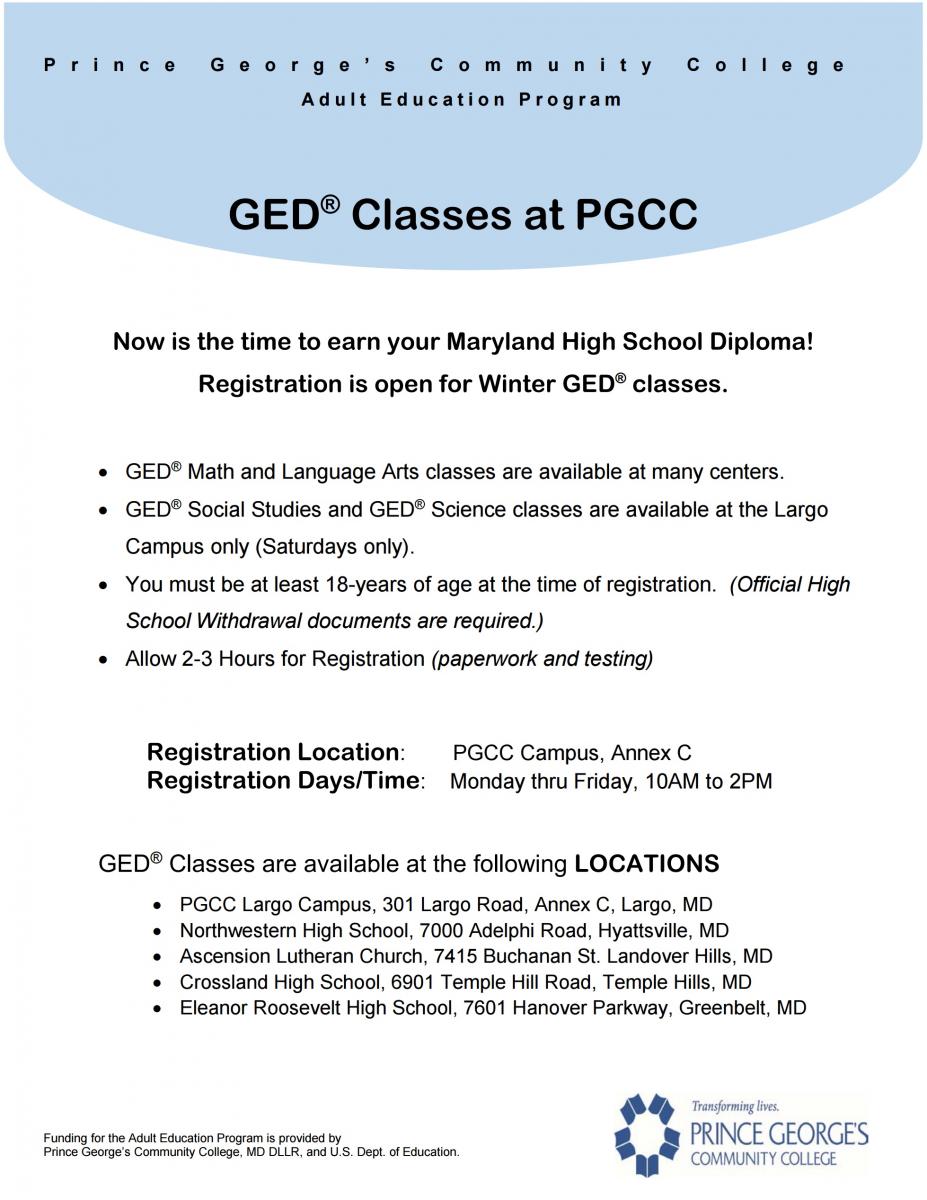 GED Classes at PGCC